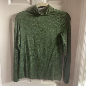 Green lace look turtleneck top